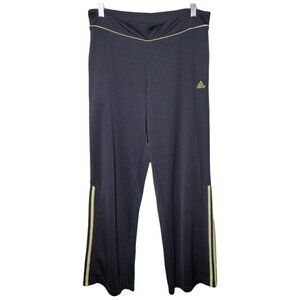 Adidas Black with pale yellow logo and half 3 stripe track pants Medium